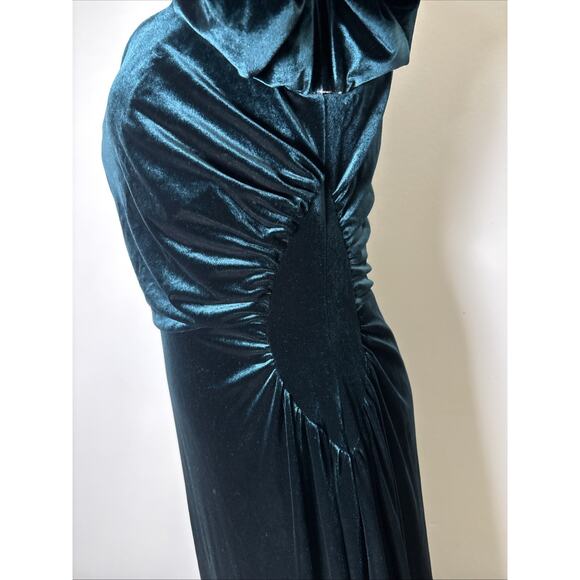 AW Bridal Green Velvet Maxi Dress Size 6 Flutter Sleeve Forest Fairy Bridesmaid - Picture 2 of 13